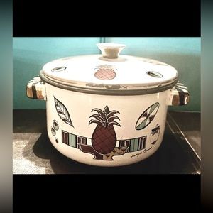 Vintage Georges Briard Ambrosia Pineapple Enamelware 2-qt  Sauce Pot with lid